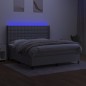 vidaXL Boxspringbett mit Matratze & LED Hellgrau 160x200 cm Stoff vidaXL Boxspringbett mit Matratze & LED Hellgrau 160x200 cm Stoff