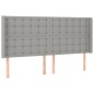 vidaXL Boxspringbett mit Matratze & LED Hellgrau 160x200 cm Stoff vidaXL Boxspringbett mit Matratze & LED Hellgrau 160x200 cm Stoff