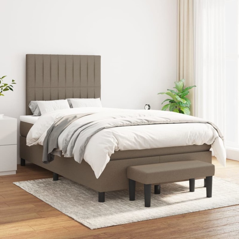 vidaXL Boxspringbett mit Matratze Taupe 120x200 cm Stoff vidaXL Boxspringbett mit Matratze Taupe 120x200 cm Stoff