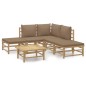 vidaXL 6-tlg. Garten-Lounge-Set mit Kissen Taupe Bambus vidaXL 6-tlg. Garten-Lounge-Set mit Kissen Taupe Bambus