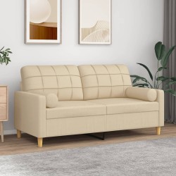 vidaXL 2-Sitzer-Sofa mit Zierkissen Creme 140 cm Stoff