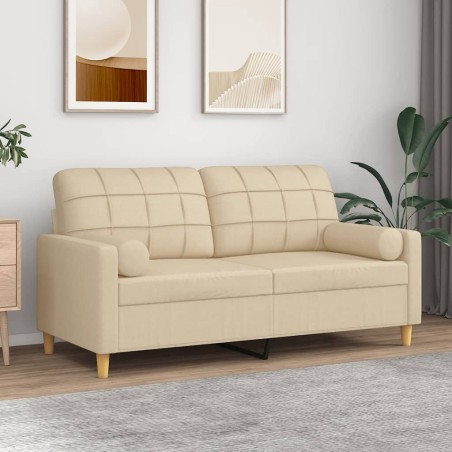 vidaXL 2-Sitzer-Sofa mit Zierkissen Creme 140 cm Stoff