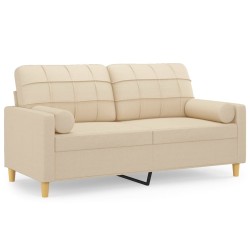 vidaXL 2-Sitzer-Sofa mit Zierkissen Creme 140 cm Stoff