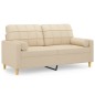 vidaXL 2-Sitzer-Sofa mit Zierkissen Creme 140 cm Stoff vidaXL 2-Sitzer-Sofa mit Zierkissen Creme 140 cm Stoff