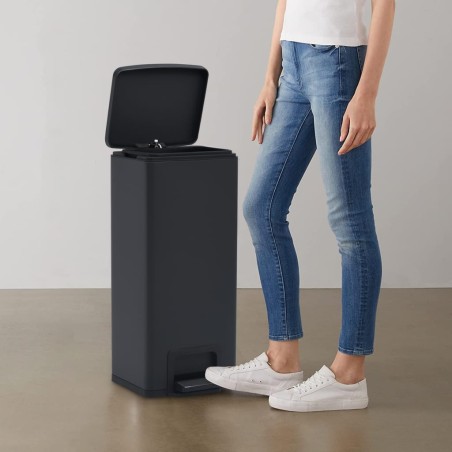 vidaXL Mülleimer mit Pedal Anti-Fingerabdruck 30 L Schwarz Edelstahl  