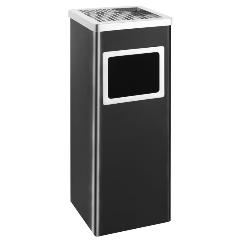 vidaXL Mülleimer mit Aschenbecher Hotel 36 L Stahl Schwarz vidaXL Mülleimer mit Aschenbecher Hotel 36 L Stahl Schwarz