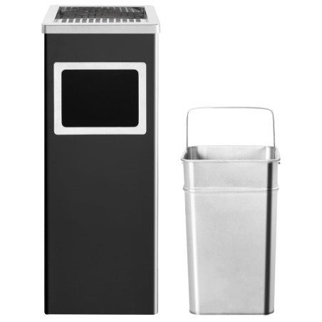 vidaXL Mülleimer mit Aschenbecher Hotel 36 L Stahl Schwarz 