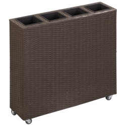 vidaXL Garten-Hochbeet mit 4 Töpfen 80x22x79 cm Poly Rattan Braun