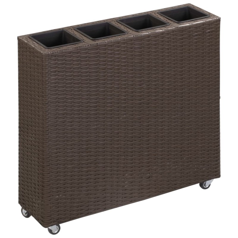 vidaXL Garten-Hochbeet mit 4 Töpfen 80x22x79 cm Poly Rattan Braun
