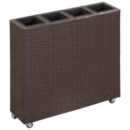 vidaXL Garten-Hochbeet mit 4 Töpfen 80x22x79 cm Poly Rattan Braun