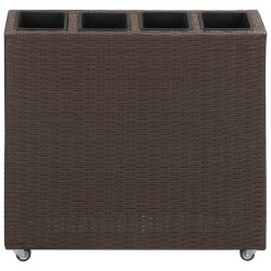 vidaXL Garten-Hochbeet mit 4 Töpfen 80x22x79 cm Poly Rattan Braun