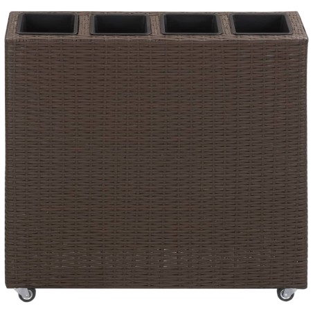 vidaXL Garten-Hochbeet mit 4 Töpfen 80x22x79 cm Poly Rattan Braun