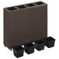 vidaXL Garten-Hochbeet mit 4 Töpfen 80x22x79 cm Poly Rattan Braun