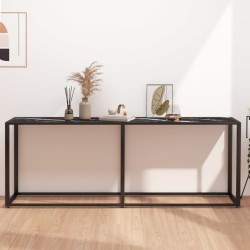 vidaXL Konsolentisch Schwarz Marmor-Optik 200x35x75,5 cm Hartglas