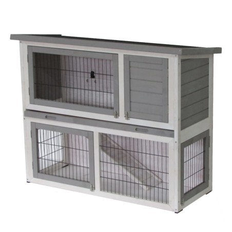 @Pet Kaninchenstall Benji Outdoor 115x48x92 cm Holz Grau und Weiß