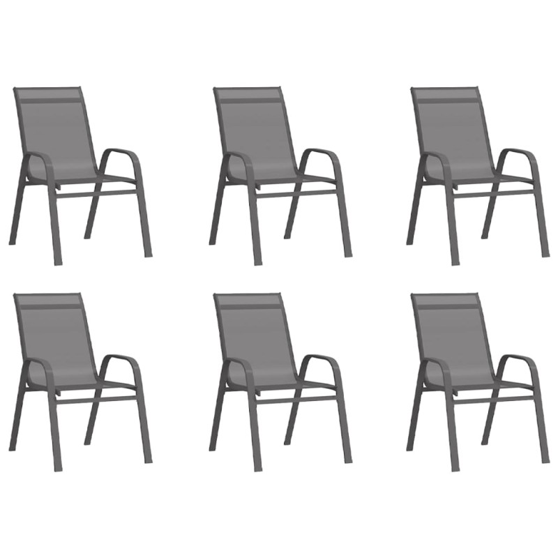 vidaXL Stapelbare Gartenstühle 6 Stk. Grau Textilene vidaXL Stapelbare Gartenstühle 6 Stk. Grau Textilene