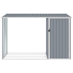 vidaXL Garten Brennholzlager Grau 245x98x159 cm Verzinkter Stahl