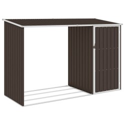 vidaXL Garten Brennholzlager Braun 245x98x159 cm Verzinkter Stahl   