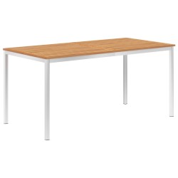 vidaXL Garten-Esstisch 160 x 80 x 75 cm Massivholz Teak und Edelstahl