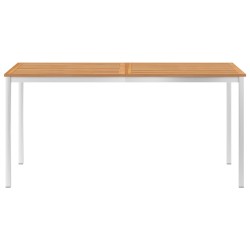 vidaXL Garten-Esstisch 160 x 80 x 75 cm Massivholz Teak und Edelstahl