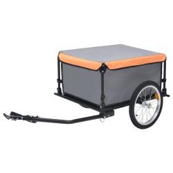 vidaXL Fahrrad-Lastenanhänger Grau und Orange 65 kg