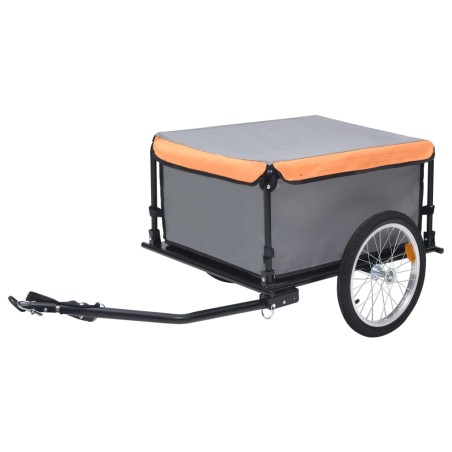 vidaXL Fahrrad-Lastenanhänger Grau und Orange 65 kg