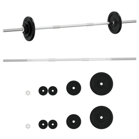 vidaXL Langhantel mit Hantelscheiben Set 30 kg Gusseisen