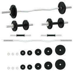 vidaXL Langhantel und Kurzhantel Set 30 kg Gusseisen