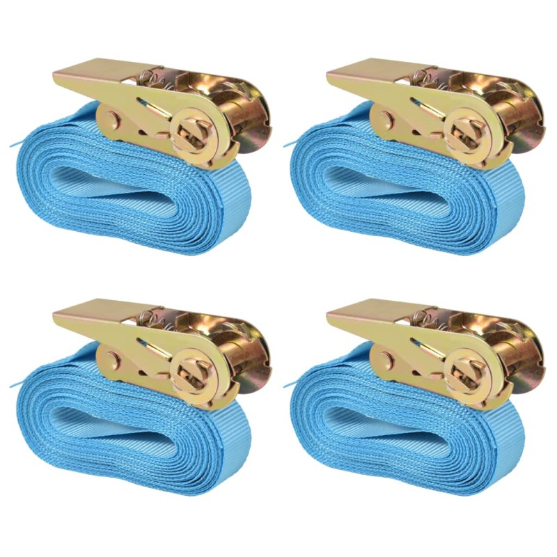 vidaXL Ratschen-Spanngurte 4 Stk. 0,8 Tonnen 6m×25mm Blau vidaXL Ratschen-Spanngurte 4 Stk. 0,8 Tonnen 6m×25mm Blau
