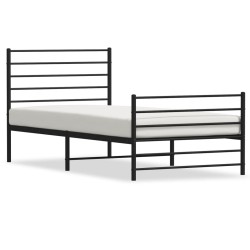 vidaXL Bettgestell mit Kopf- und Fußteil Metall Schwarz 75x190 cm