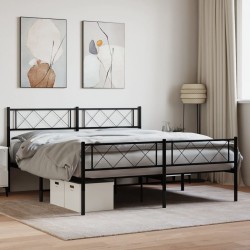 vidaXL Bettgestell mit Kopf- und Fußteil Metall Schwarz 150x200 cm