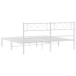 vidaXL Bettgestell mit Kopfteil Metall Weiß 183x213 cm vidaXL Bettgestell mit Kopfteil Metall Weiß 183x213 cm