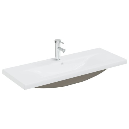 vidaXL Einbauwaschbecken mit Wasserhahn 101x39x18 cm Keramik Weiß