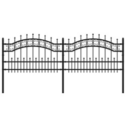 vidaXL Gartenzaun mit Speerspitzen Schwarz 115 cm Stahl