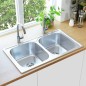 vidaXL Küchenspüle Doppelbecken mit Sieb & Siphon Edelstahl vidaXL Küchenspüle Doppelbecken mit Sieb & Siphon Edelstahl