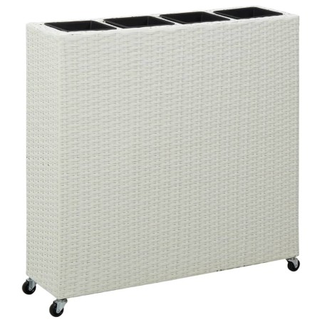 vidaXL Garten-Hochbeet mit 4 Töpfen 80x22x79 cm Poly Rattan Weiß
