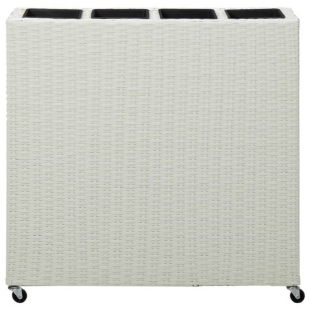 vidaXL Garten-Hochbeet mit 4 Töpfen 80x22x79 cm Poly Rattan Weiß