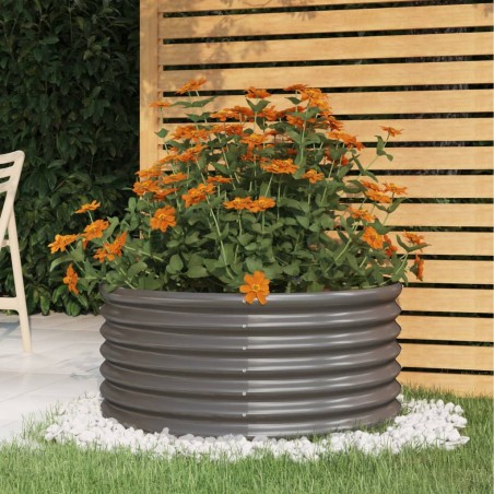 vidaXL Pflanzkübel Pulverbeschichteter Stahl 80x80x36 cm Grau