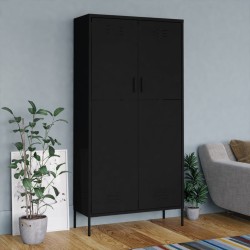 vidaXL Kleiderschrank Schwarz 90x50x180 cm Stahl   