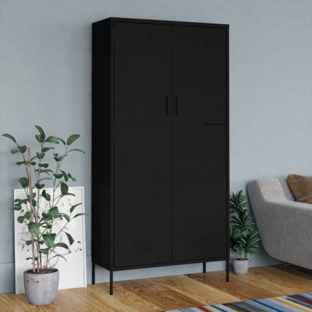 vidaXL Kleiderschrank Schwarz 90x50x180 cm Stahl   