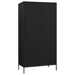 vidaXL Kleiderschrank Schwarz 90x50x180 cm Stahl   