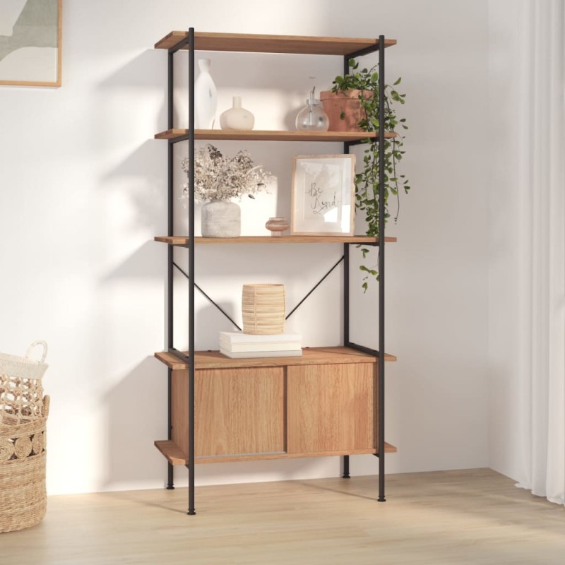 vidaXL Regal mit 5 Böden und Schrank 80x40x163 cm Stahl Holzwerkstoff vidaXL Regal mit 5 Böden und Schrank 80x40x163 cm Stahl Holzwerkstoff