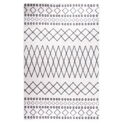 vidaXL Teppich Waschbar 160x230 cm Schwarz und Weiß Rutschfest