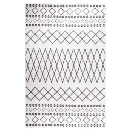 vidaXL Teppich Waschbar 160x230 cm Schwarz und Weiß Rutschfest