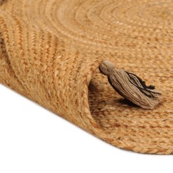 vidaXL Teppich Geflochten mit Quasten 150 cm Jute Rund