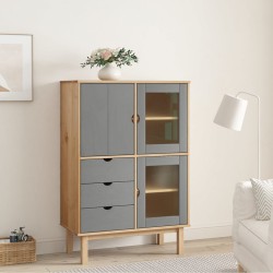 vidaXL Highboard OTTA Braun&Grau 85x43x125 cm Massivholz Kiefer