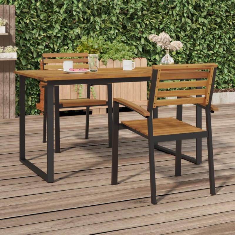 vidaXL Stapelbare Gartenstühle 2 Stk. Massivholz Akazie und Metall vidaXL Stapelbare Gartenstühle 2 Stk. Massivholz Akazie und Metall