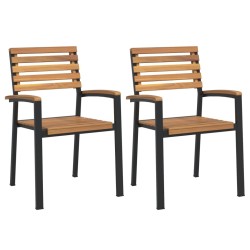 vidaXL Stapelbare Gartenstühle 2 Stk. Massivholz Akazie und Metall