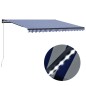 vidaXL Markise Manuell Einziehbar mit LED 450x300 cm Blau & Weiß vidaXL Markise Manuell Einziehbar mit LED 450x300 cm Blau & Weiß