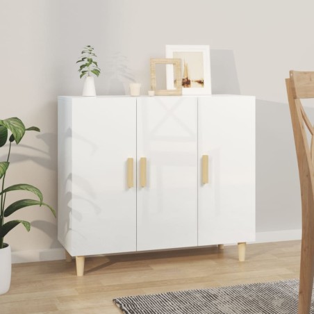 vidaXL Sideboard Hochglanz-Weiß 90x34x80 cm Holzwerkstoff